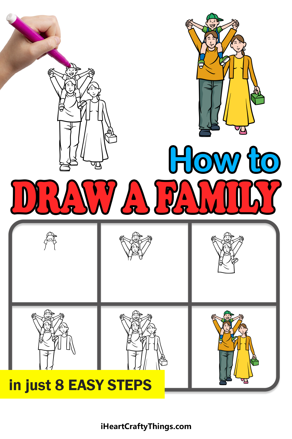 How to Draw a Family of 3 Easy Livingston Busteding