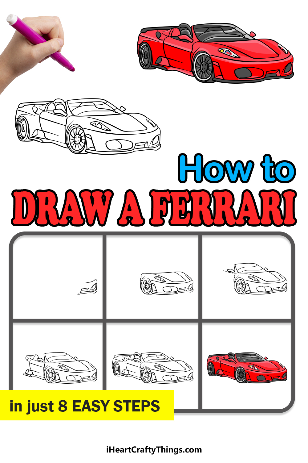 how to draw a ferrari in 8 easy steps