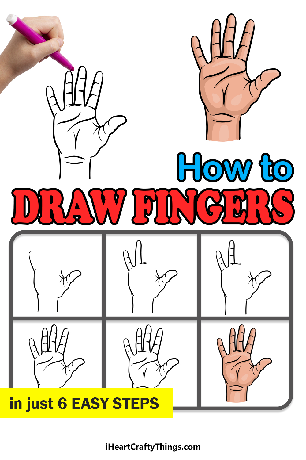 how to draw fingers in 6 easy steps
