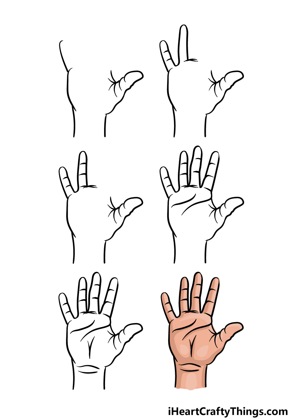 how to draw fingers in 6 steps