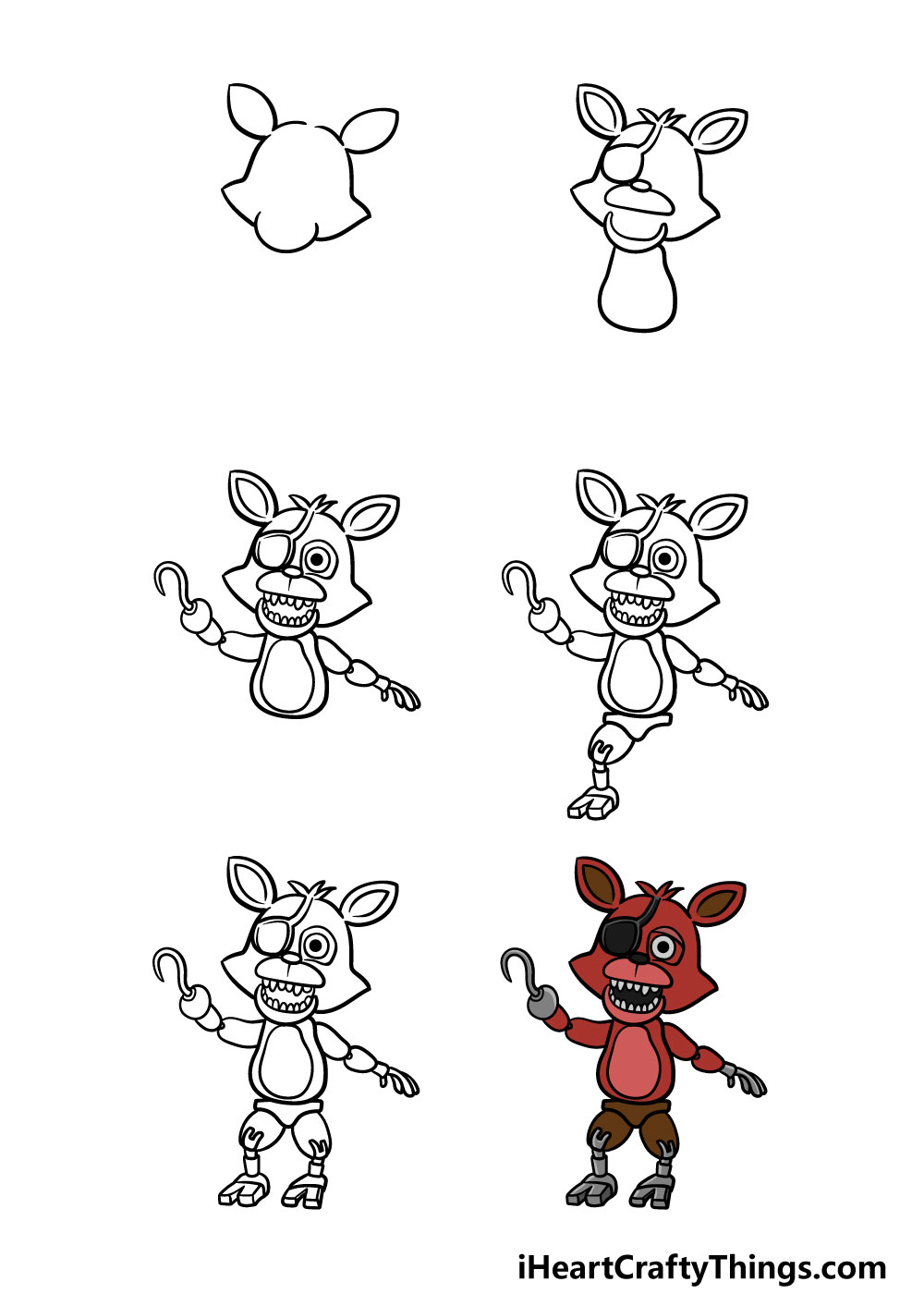 Foxy Drawing Tutorial - How to draw Foxy step by step