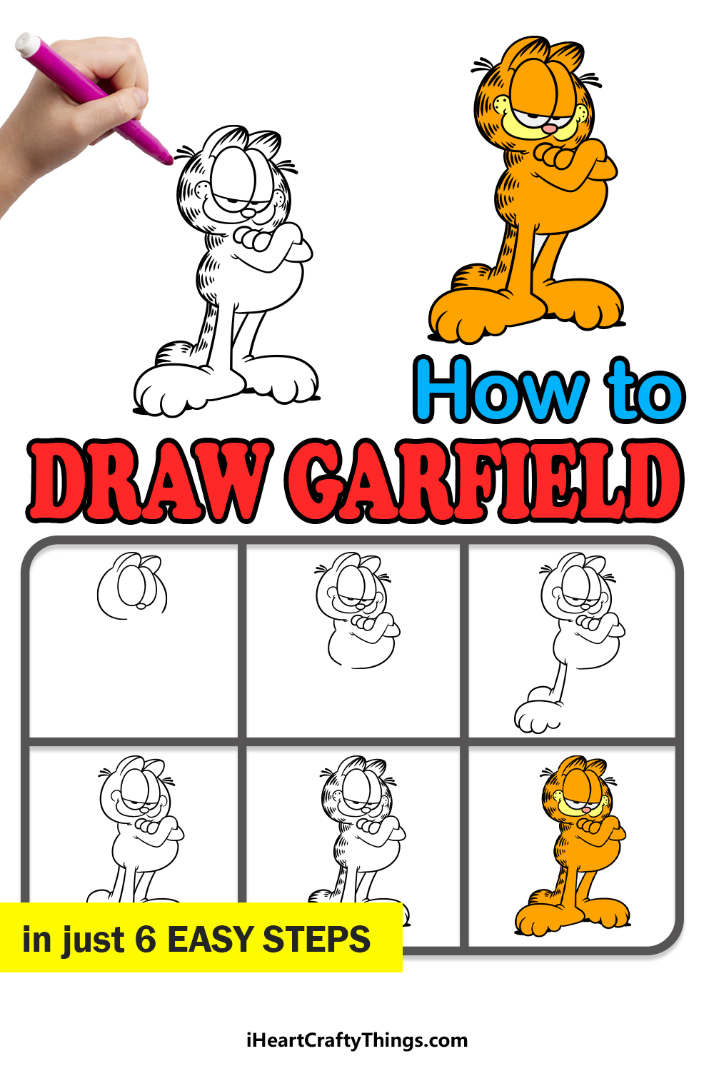 how to draw Garfield in 6 easy steps