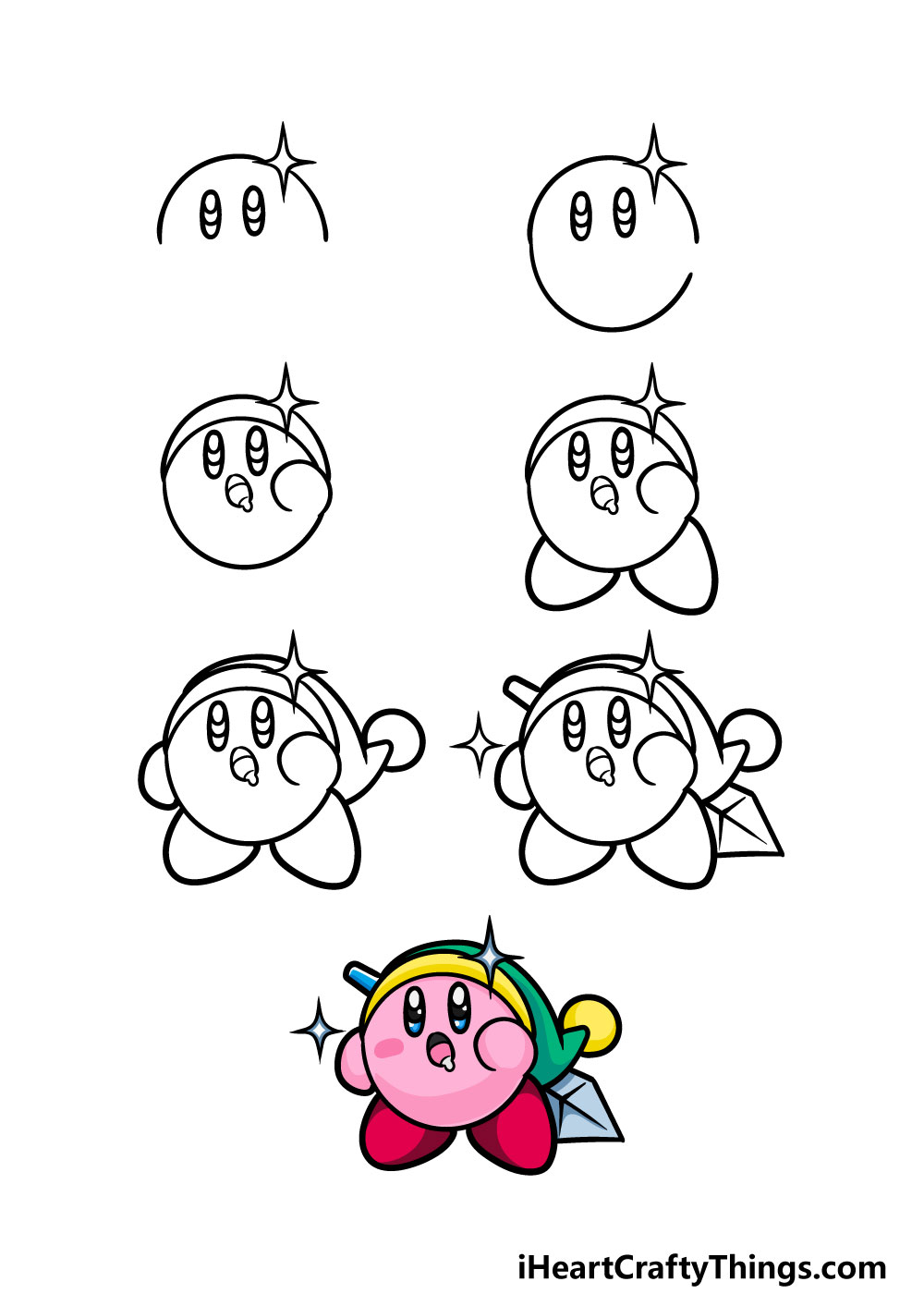 how to draw kirby in 7 steps