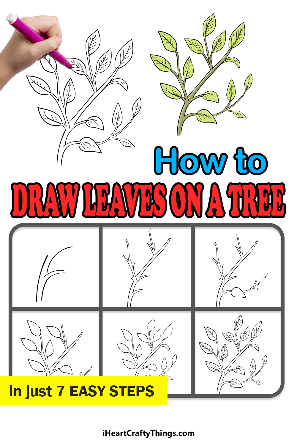 how to draw leaves on a tree in 7 easy steps