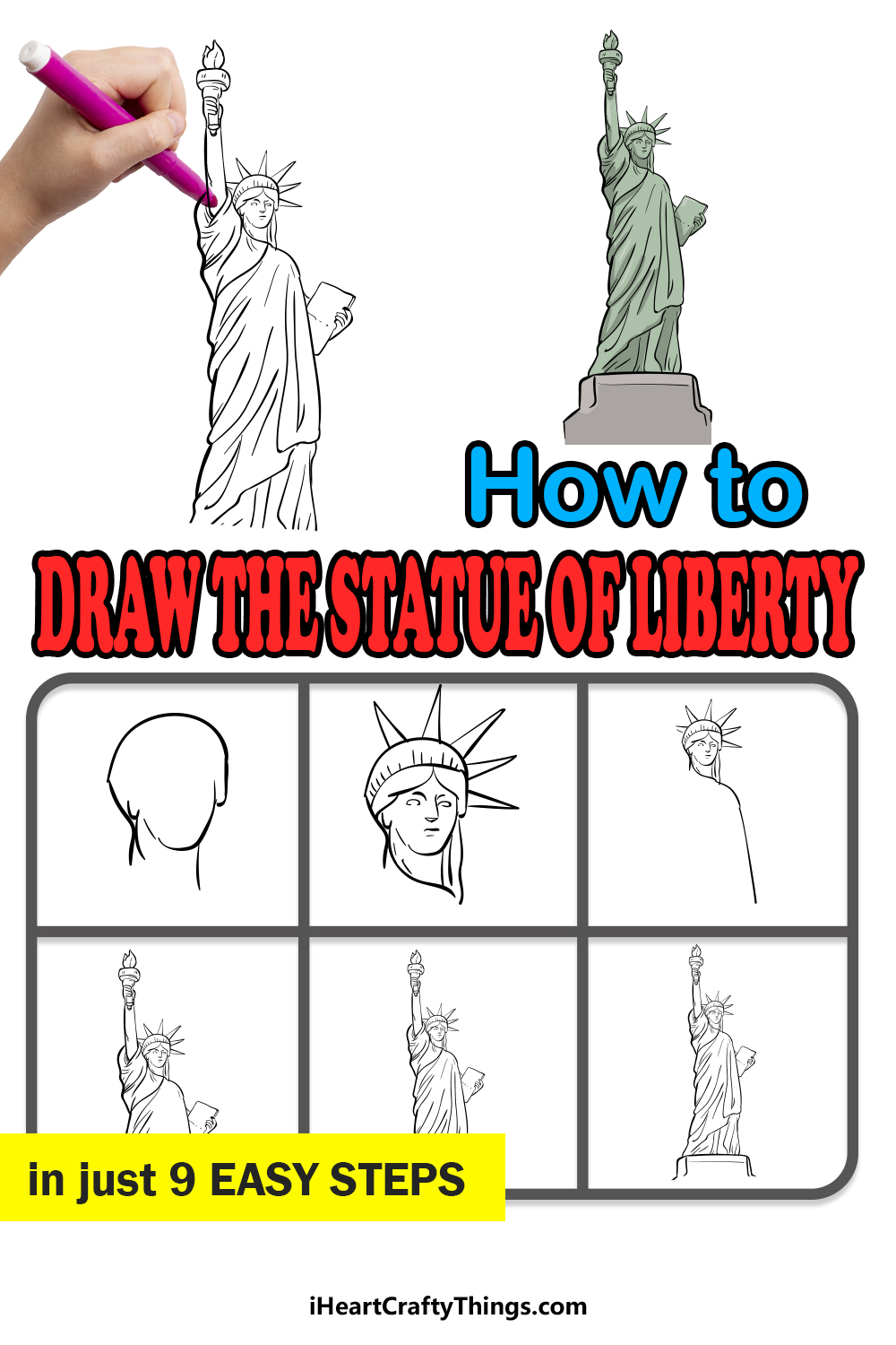 how to draw the statue of liberty in 9 easy steps