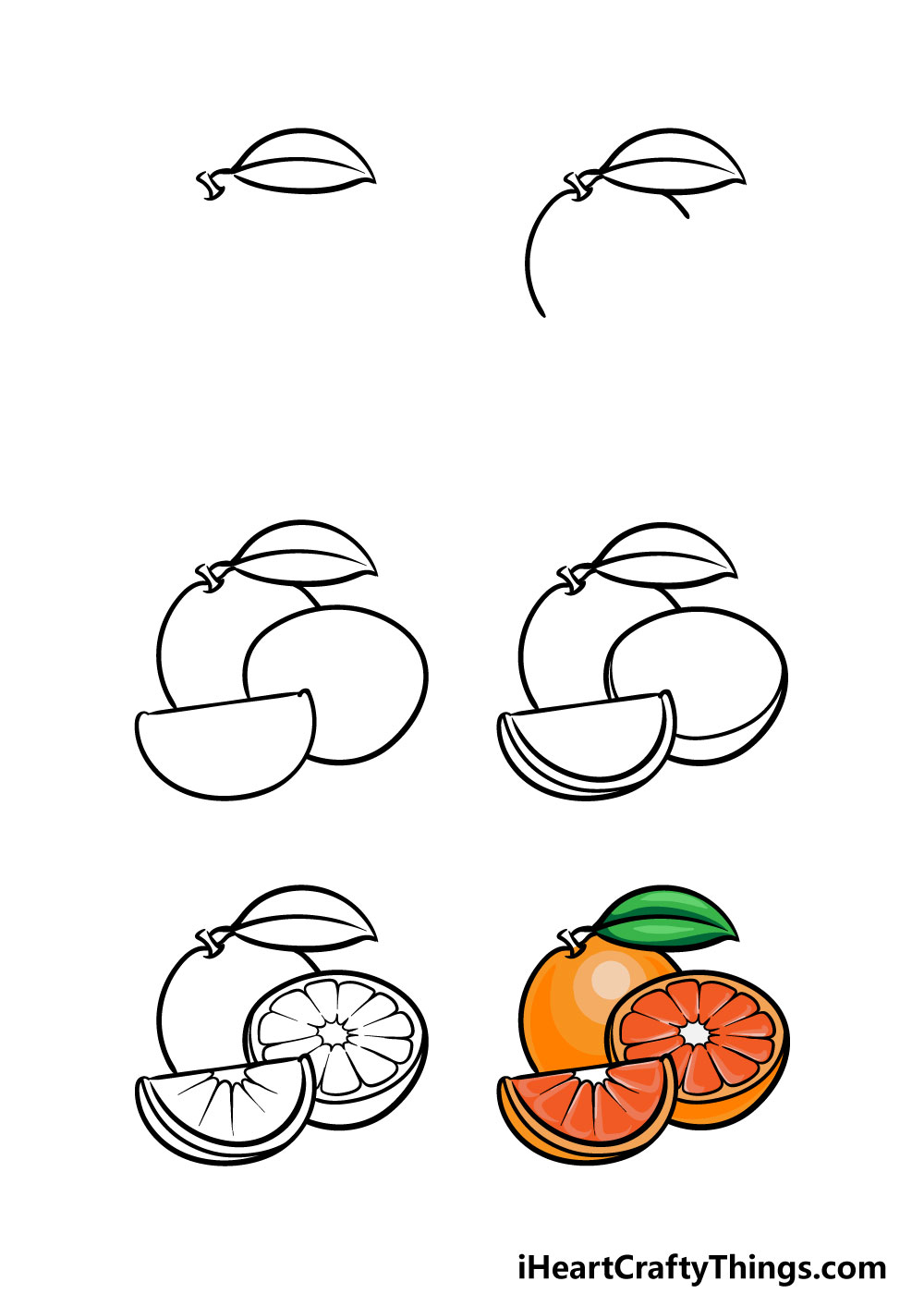 how to draw oranges in 6 steps