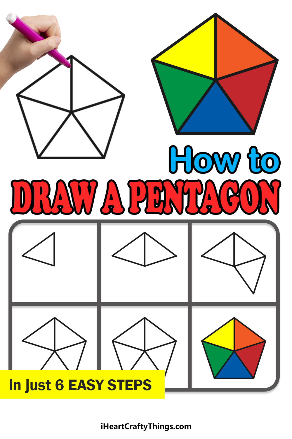 how to draw a pentagon in 6 easy steps