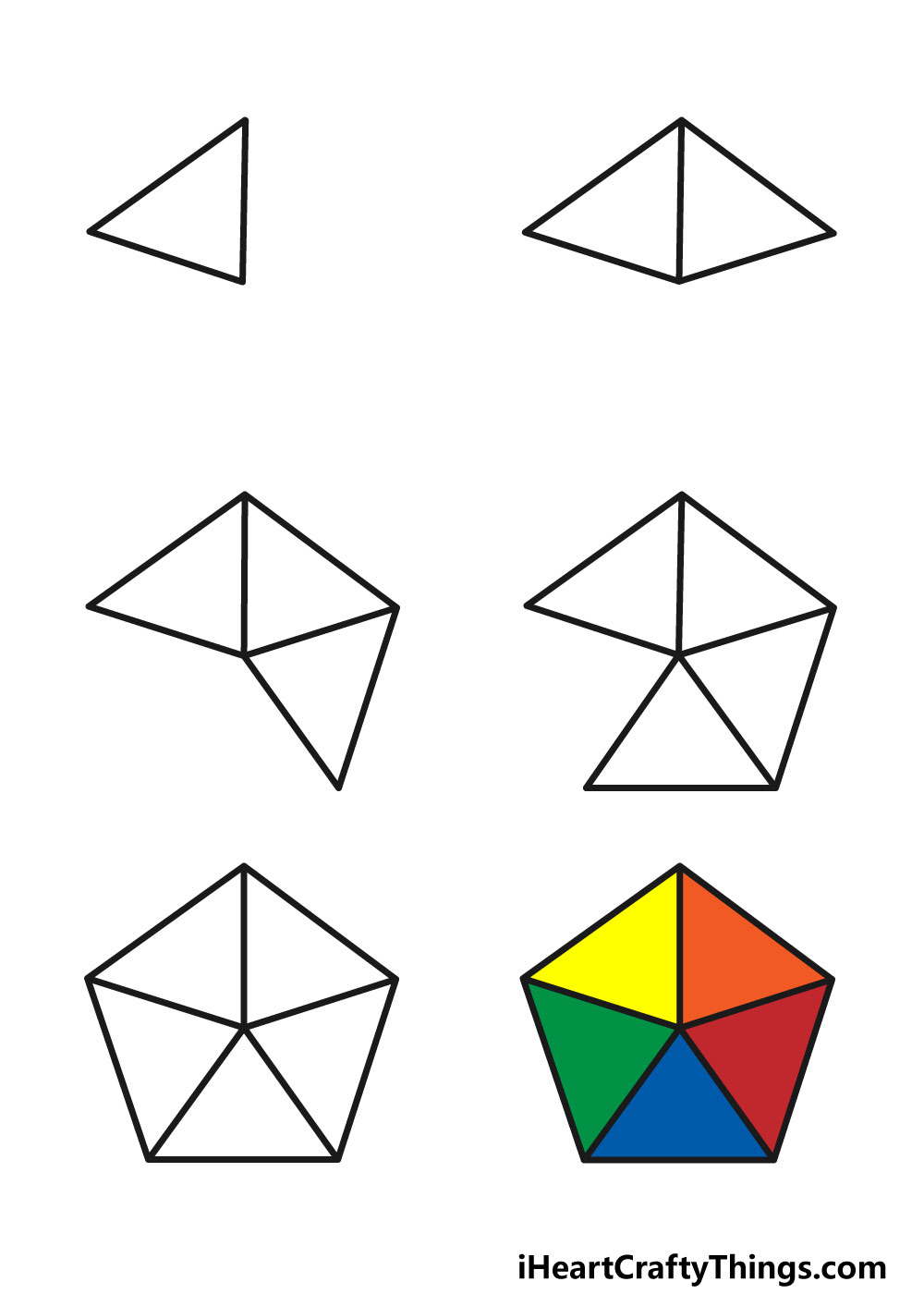 how to draw a pentagon in 6 steps