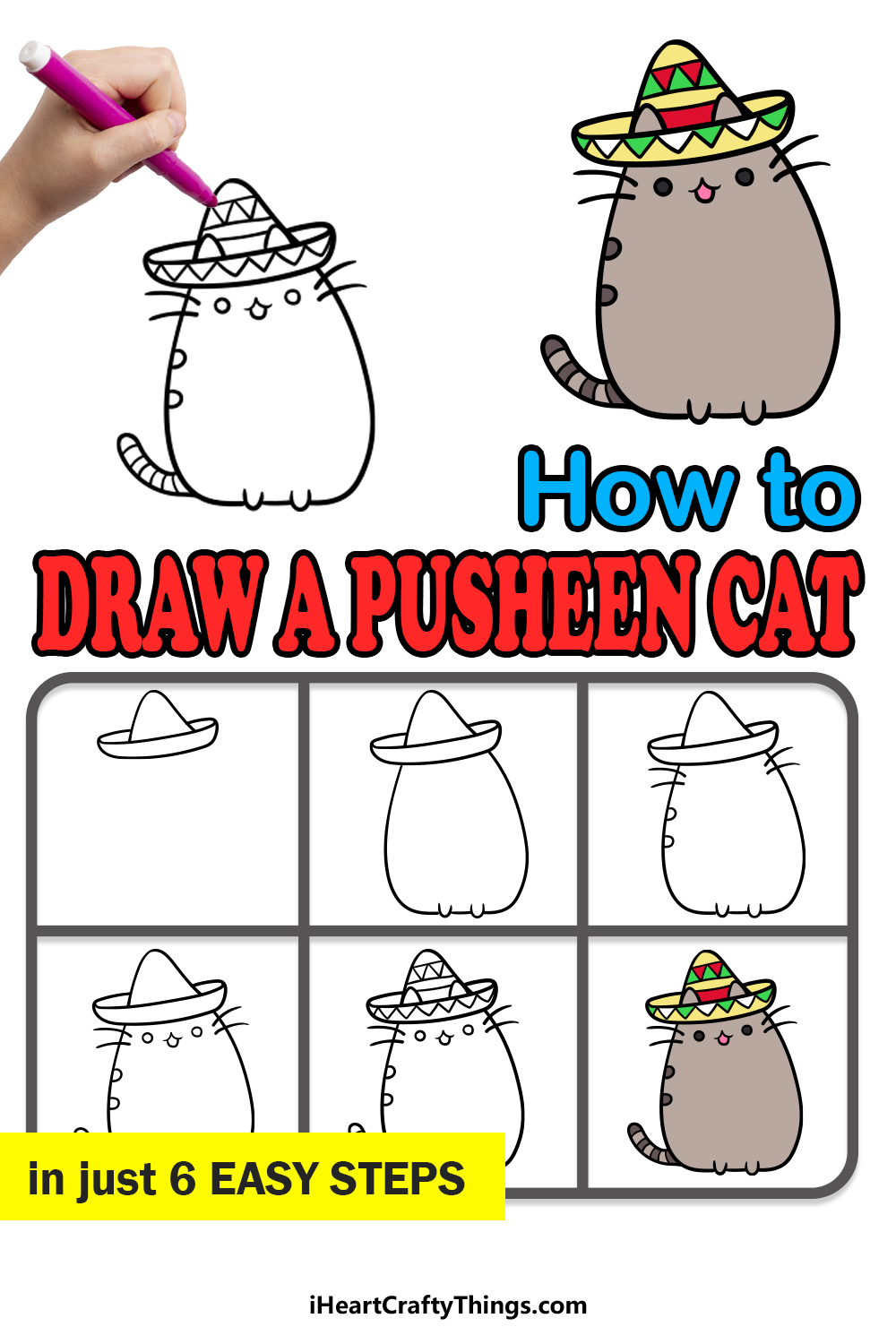 Pusheen Cat Drawing How To Draw Pusheen Cat Step By Step