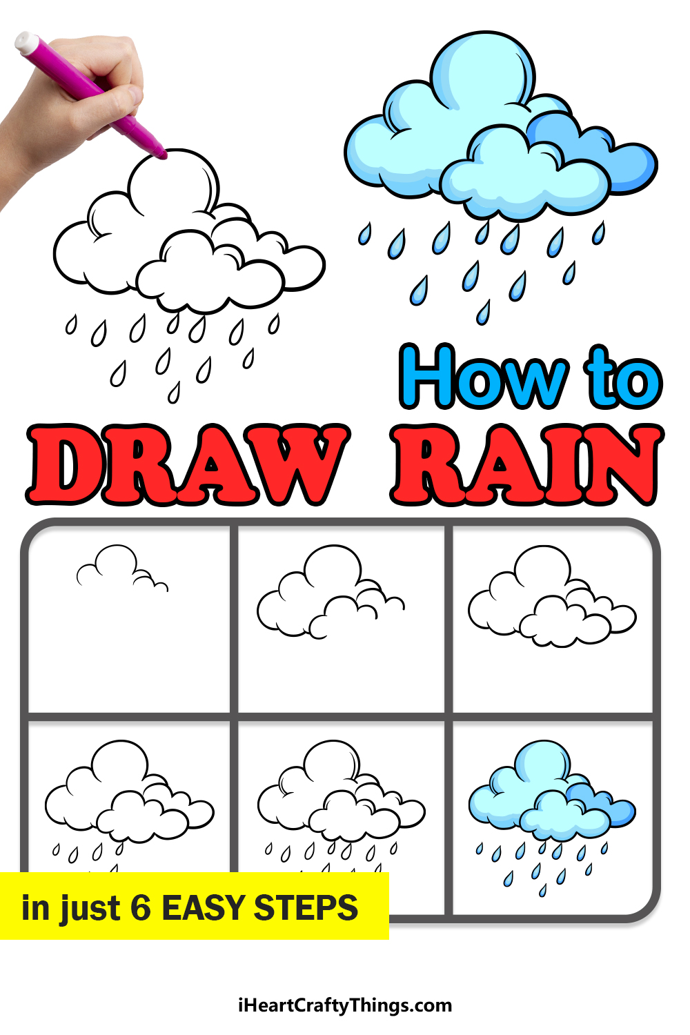 how to draw rain in 6 easy steps