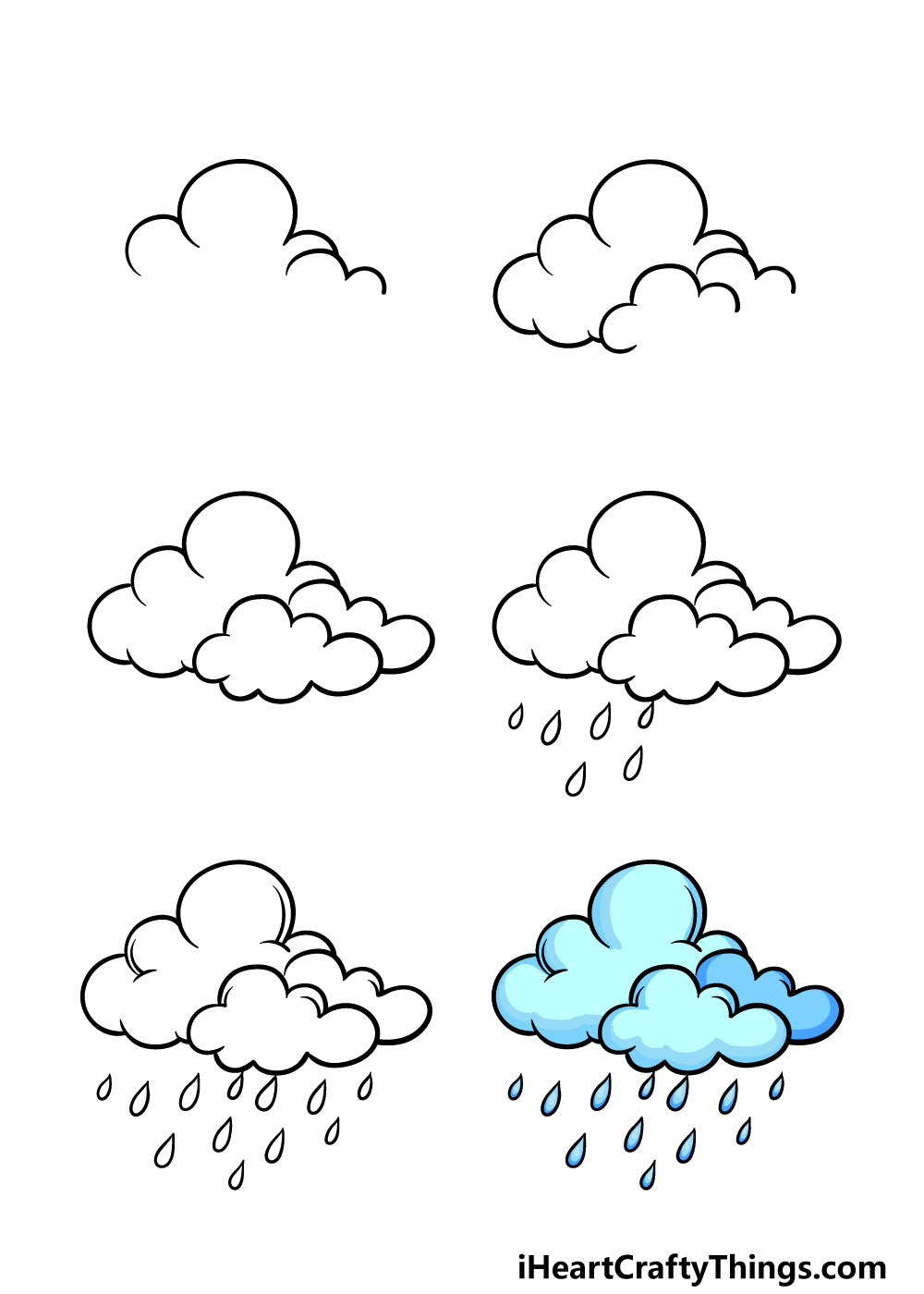 how to draw rain in 6 steps