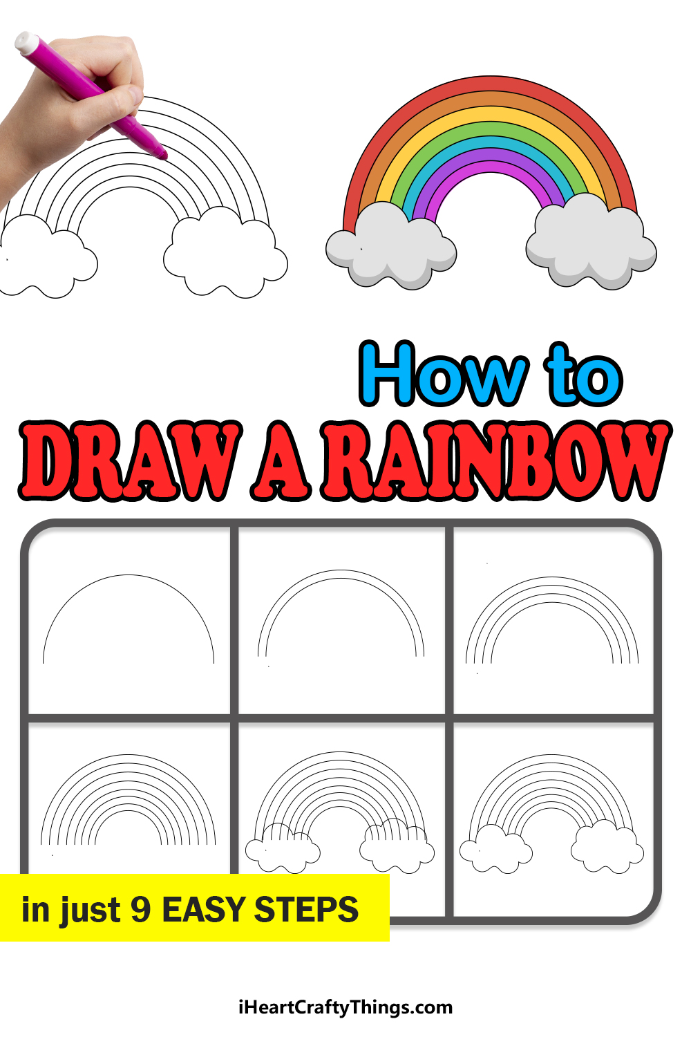 how to draw a rainbow in 9 steps