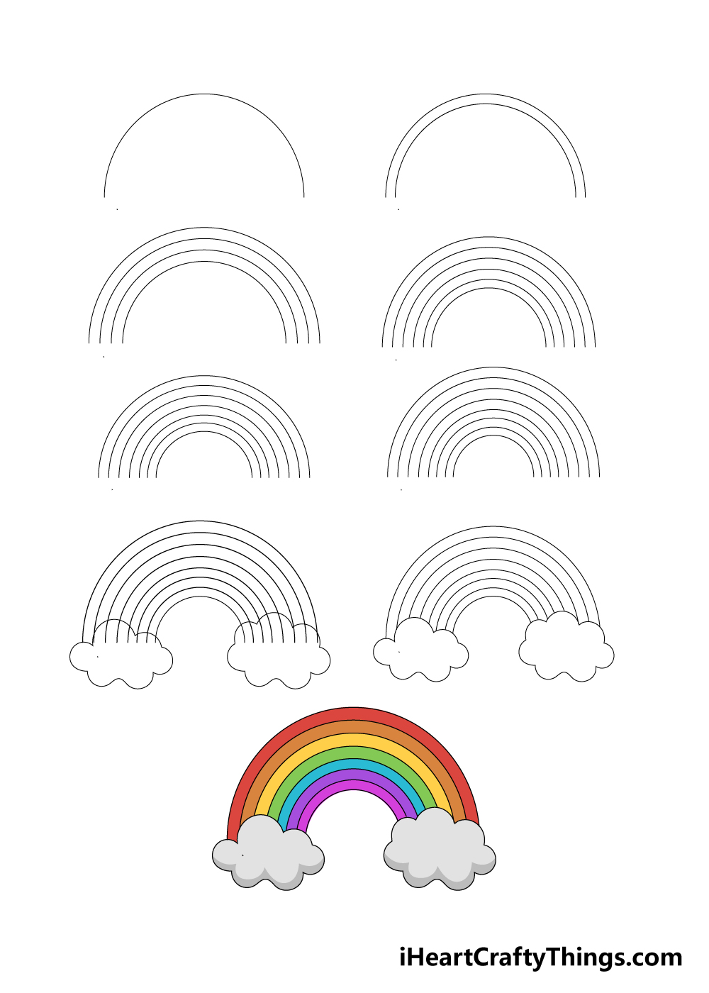 how to draw a rainbow in 9 steps