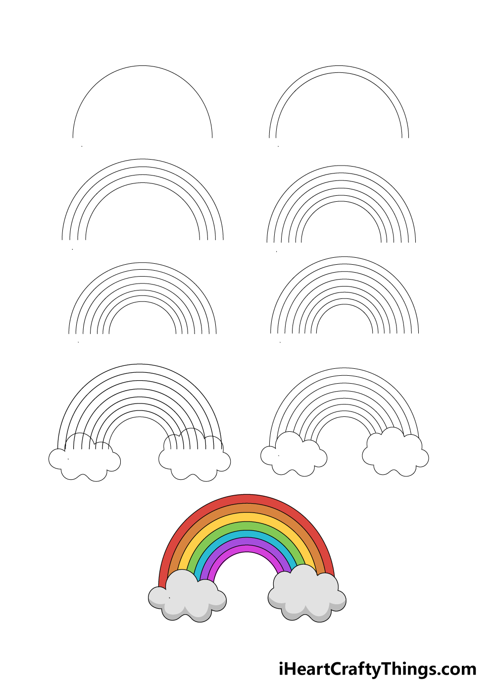 Rainbow Drawing - How To Draw A Rainbow Step By Step