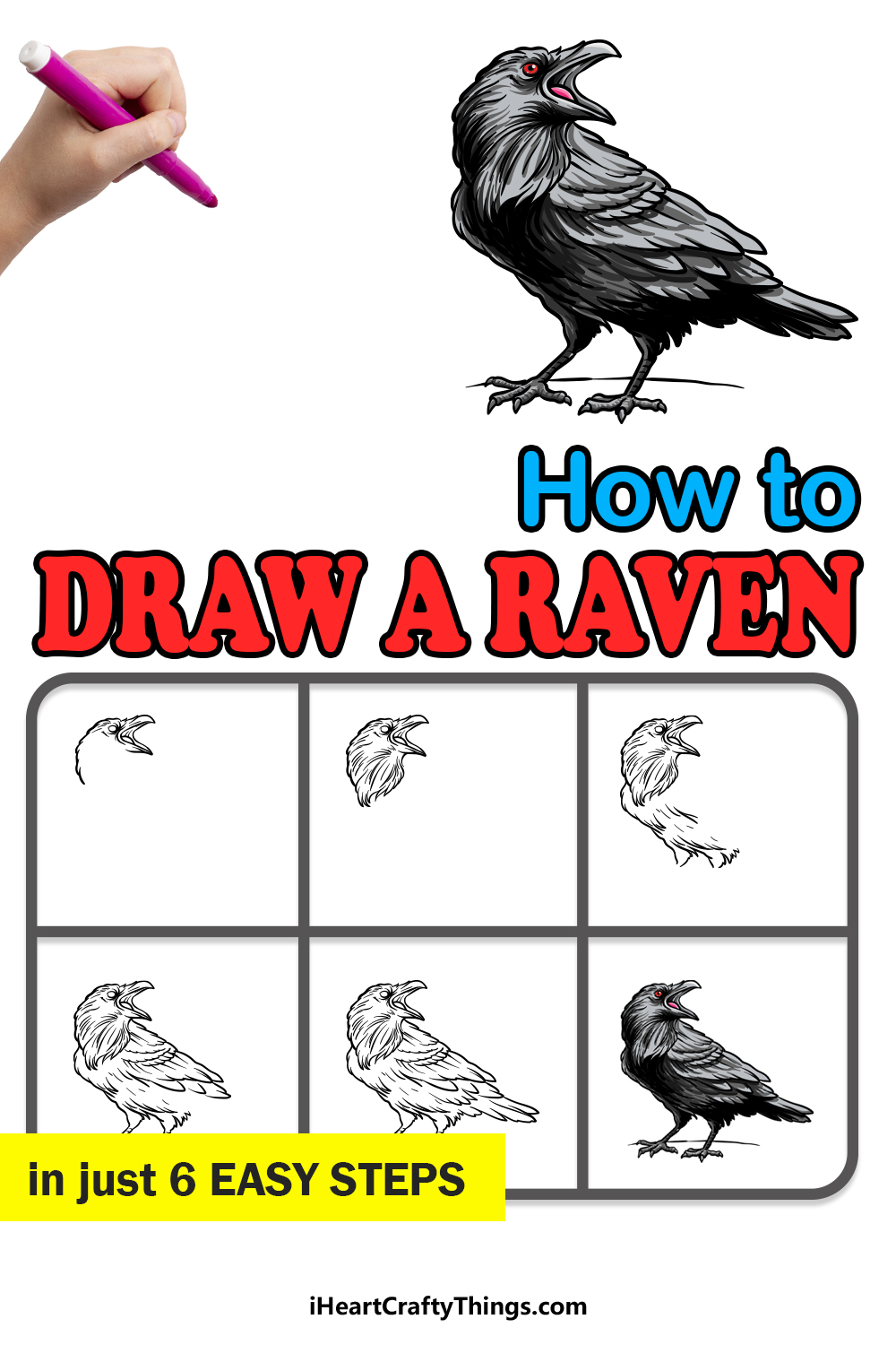 how to draw a raven in 6 easy steps