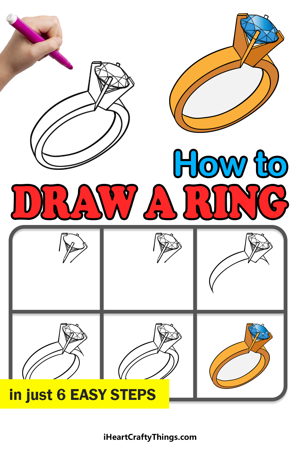 how to draw a ring in 6 easy steps