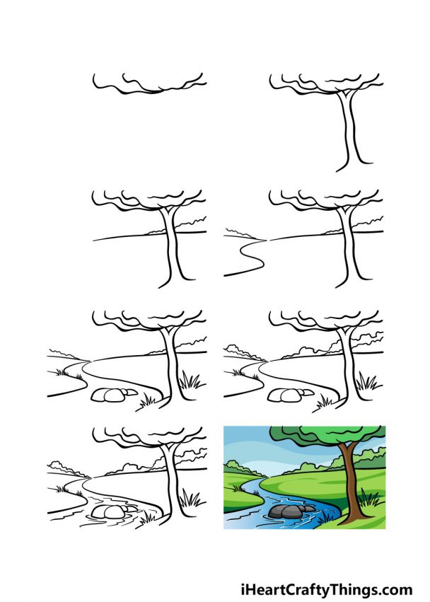 River Drawing - How To Draw A River Step By Step