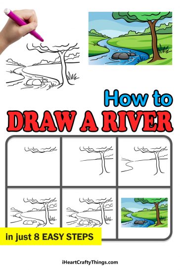 River Drawing - How To Draw A River Step By Step