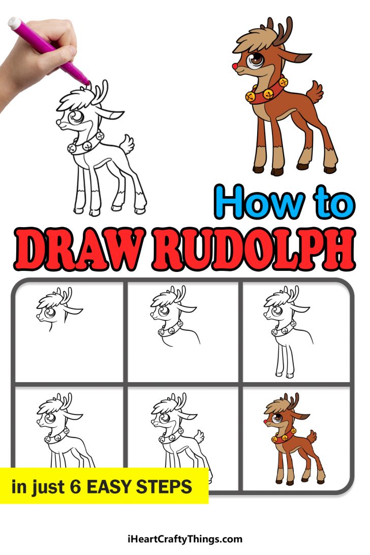 Rudolph Drawing How To Draw Rudolph Step By Step