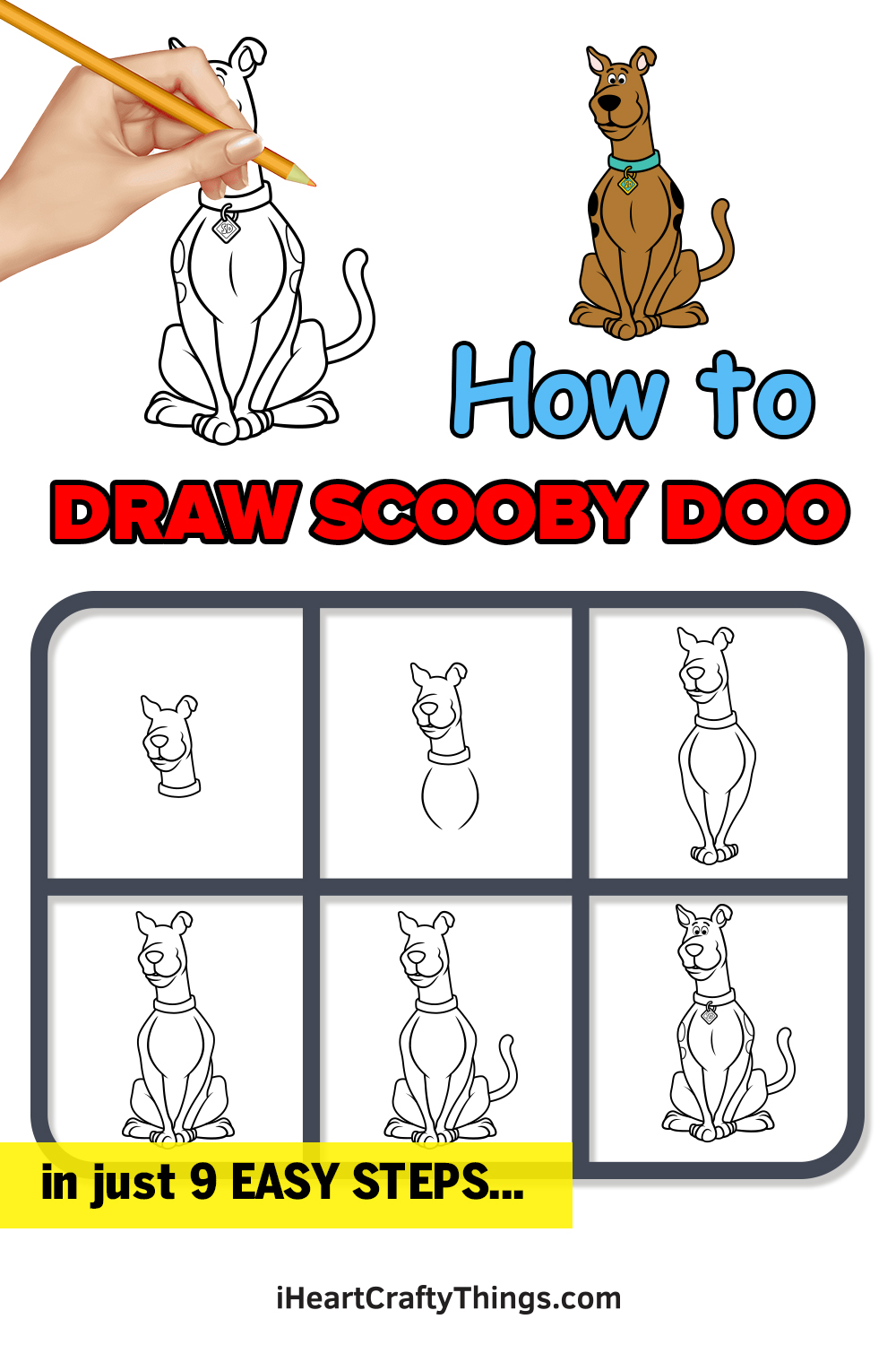how to draw scooby-doo in 9 easy steps