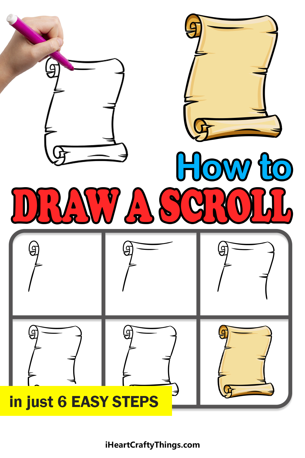 How to Draw a Scroll  Step by Step with photos