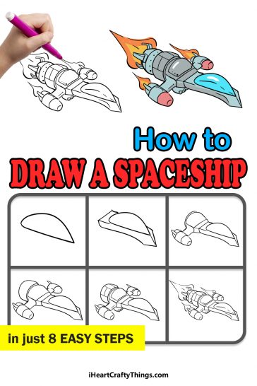 Spaceship Drawing - How To Draw A Spaceship Step By Step