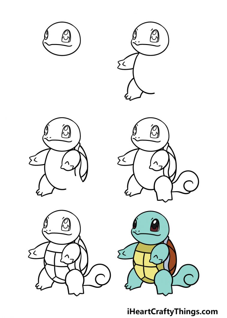 How To Draw Squirtle From Pokemon Printable Step By Step Drawing Sheet ...