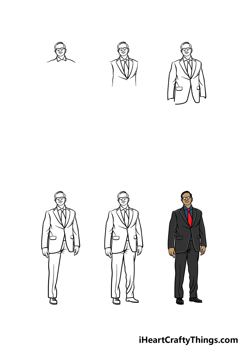 how to draw a suit in 6 steps