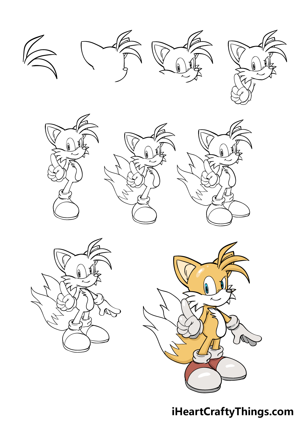 how to draw tails in 9 steps