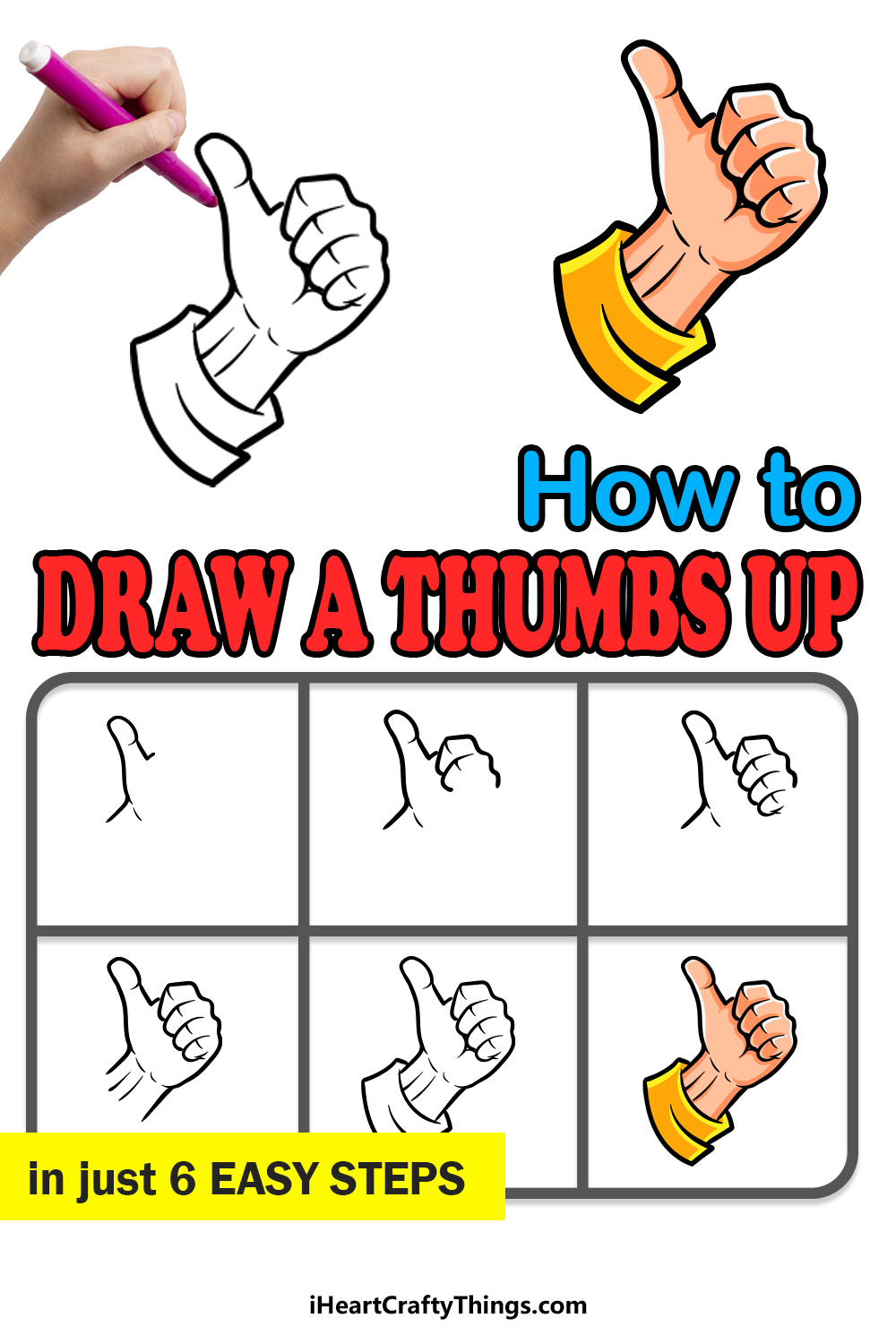 how to draw thumbs up in 6 easy steps