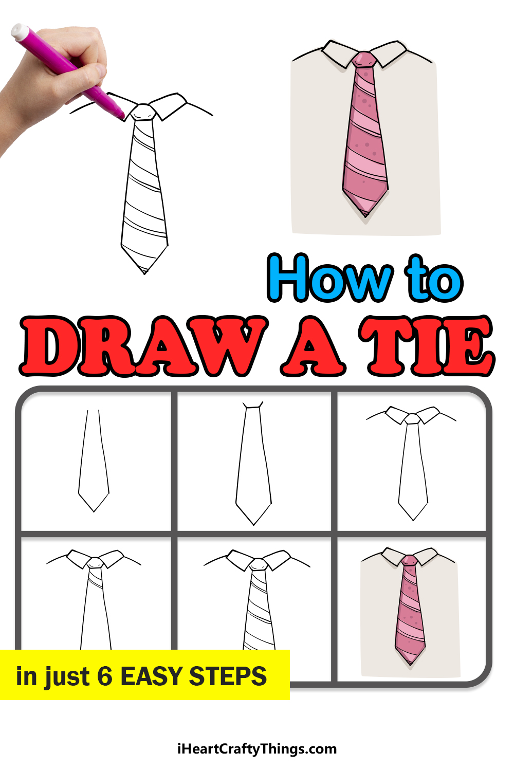 how to draw a tie in 6 easy steps