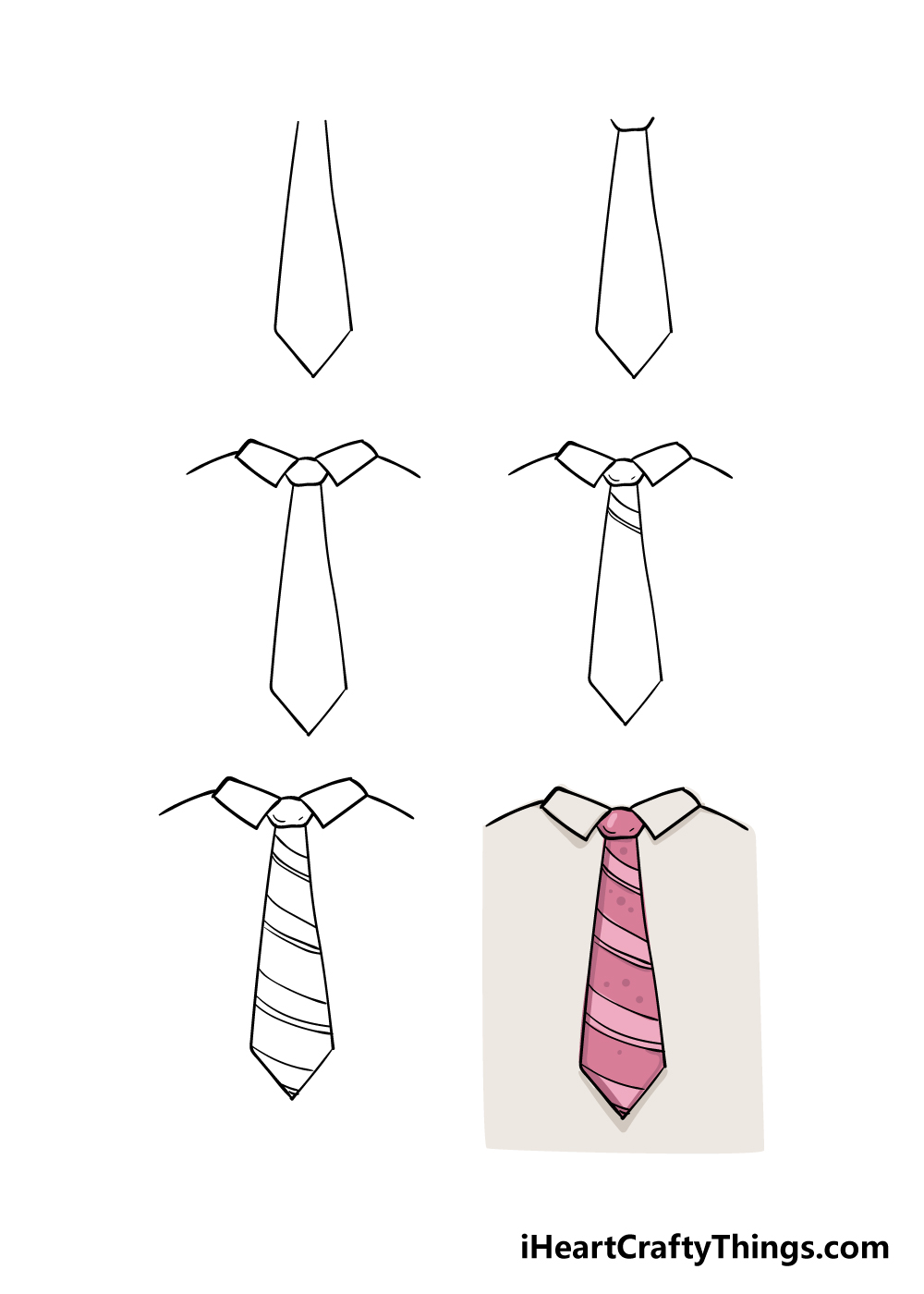 how to draw a tie in 6 steps