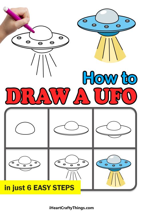 UFO Drawing - How To Draw A UFO Step By Step