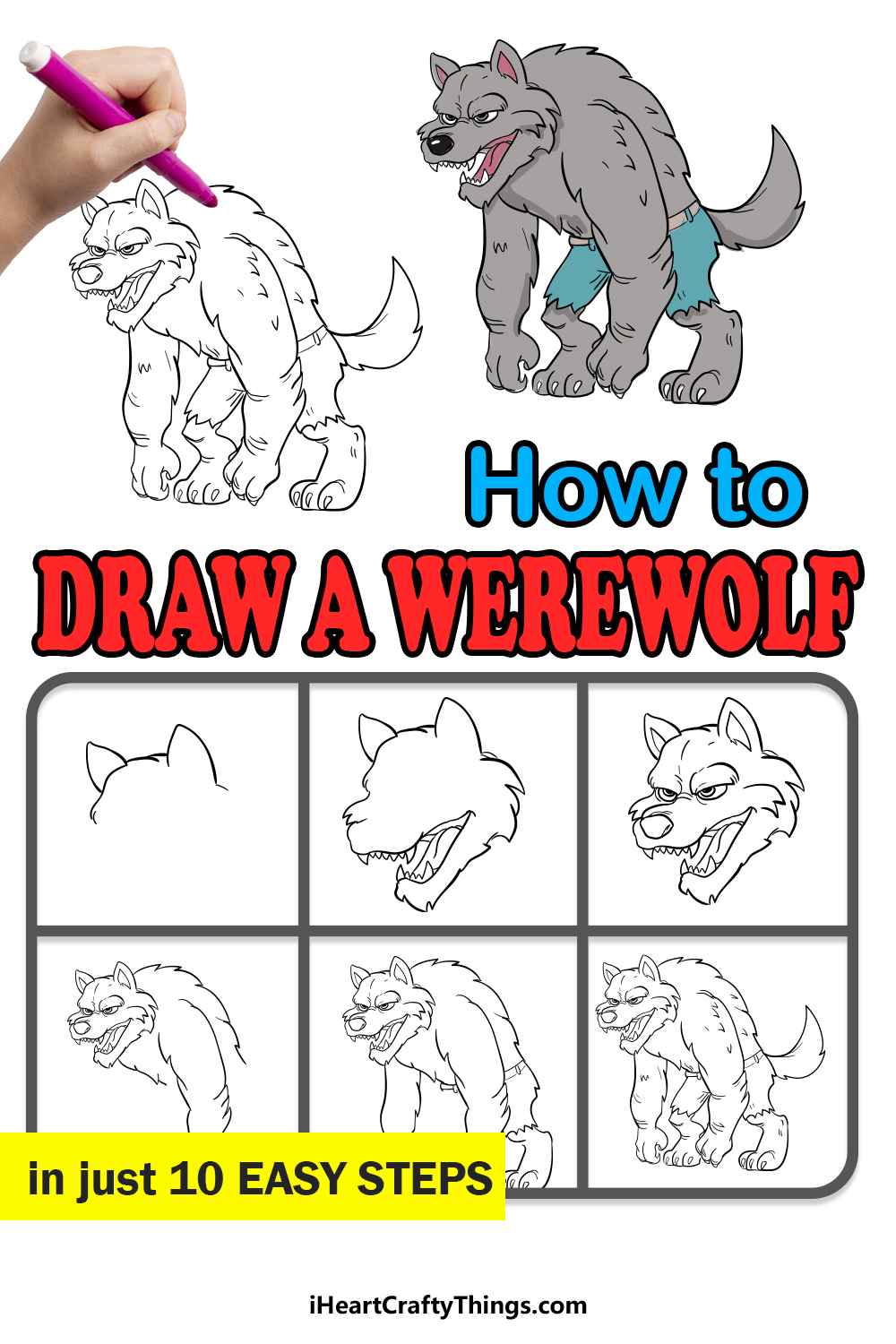 How To Draw A Werewolf Step By Step For Kids