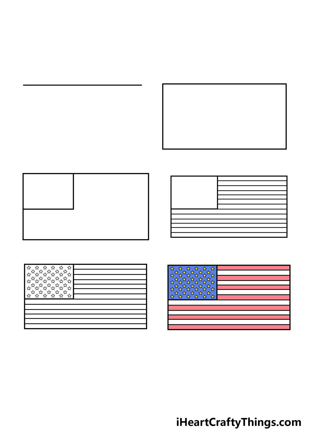 American Flag Drawing How To Draw The American Flag Step By Step