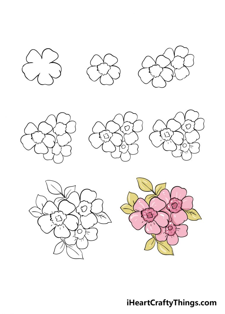 Cherry Blossoms Drawing How To Draw Cherry Blossoms Step By Step
