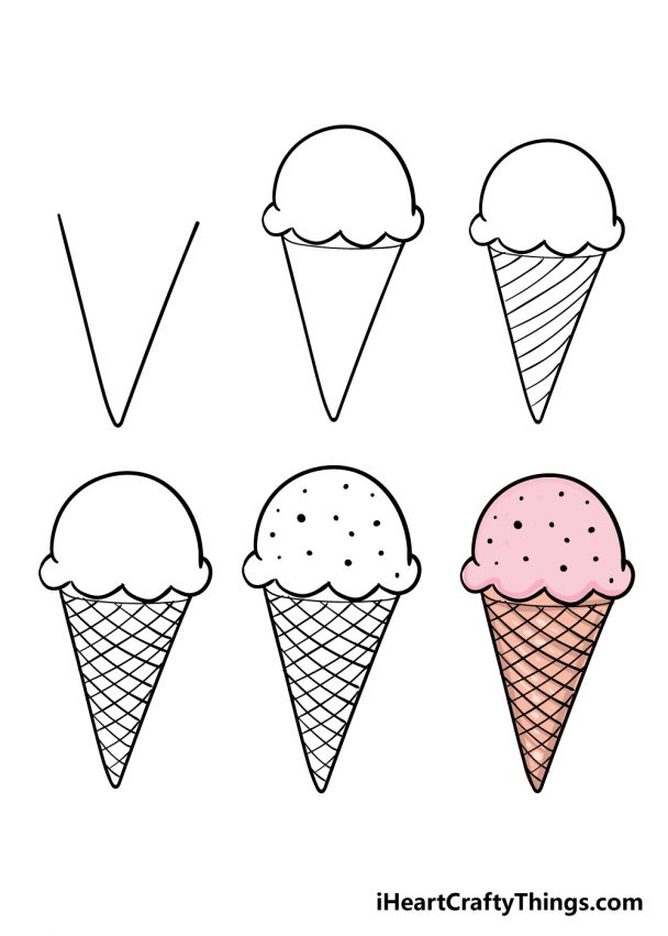 Ice Cream Cone Drawing How To Draw An Ice Cream Cone Step By Step