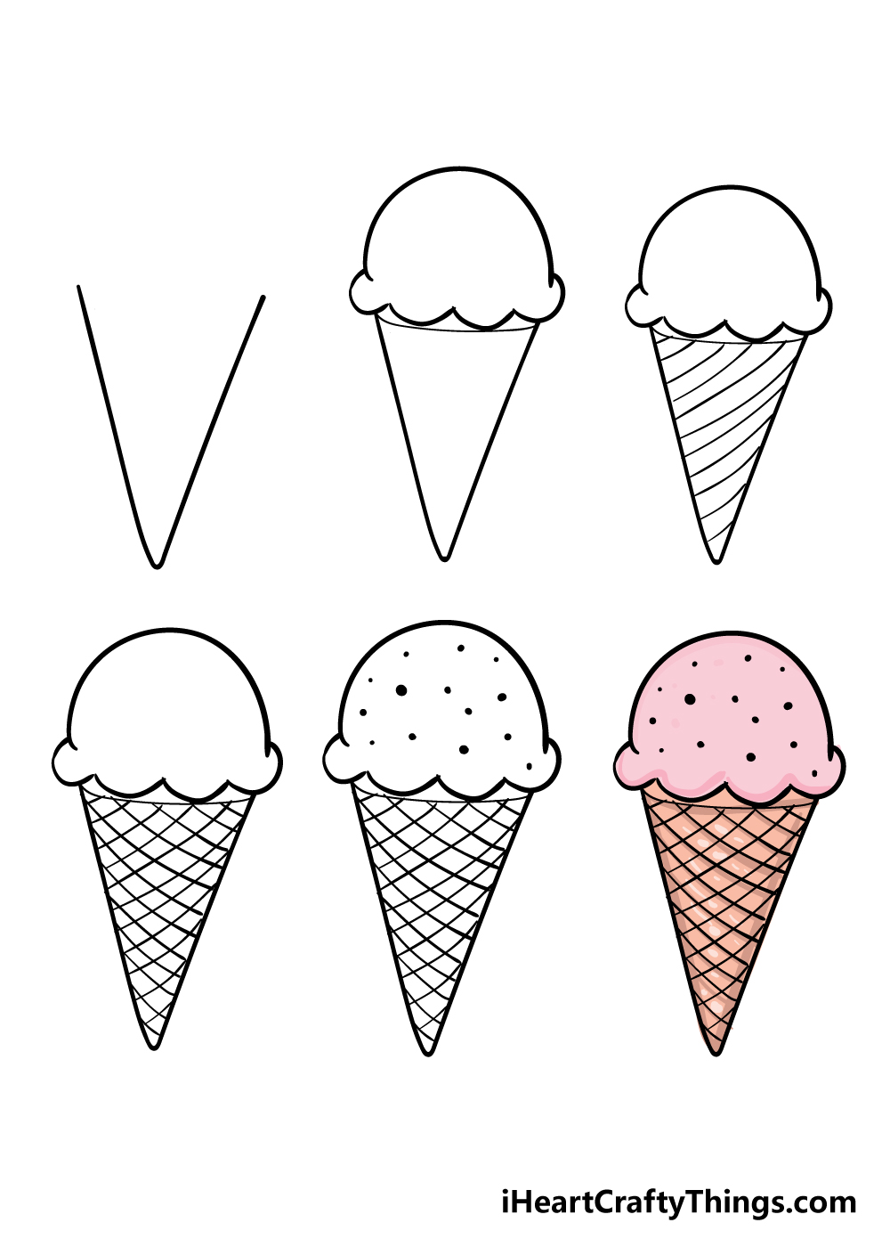 Ice Cream Cone Drawing How To Draw An Ice Cream Cone Step By Step