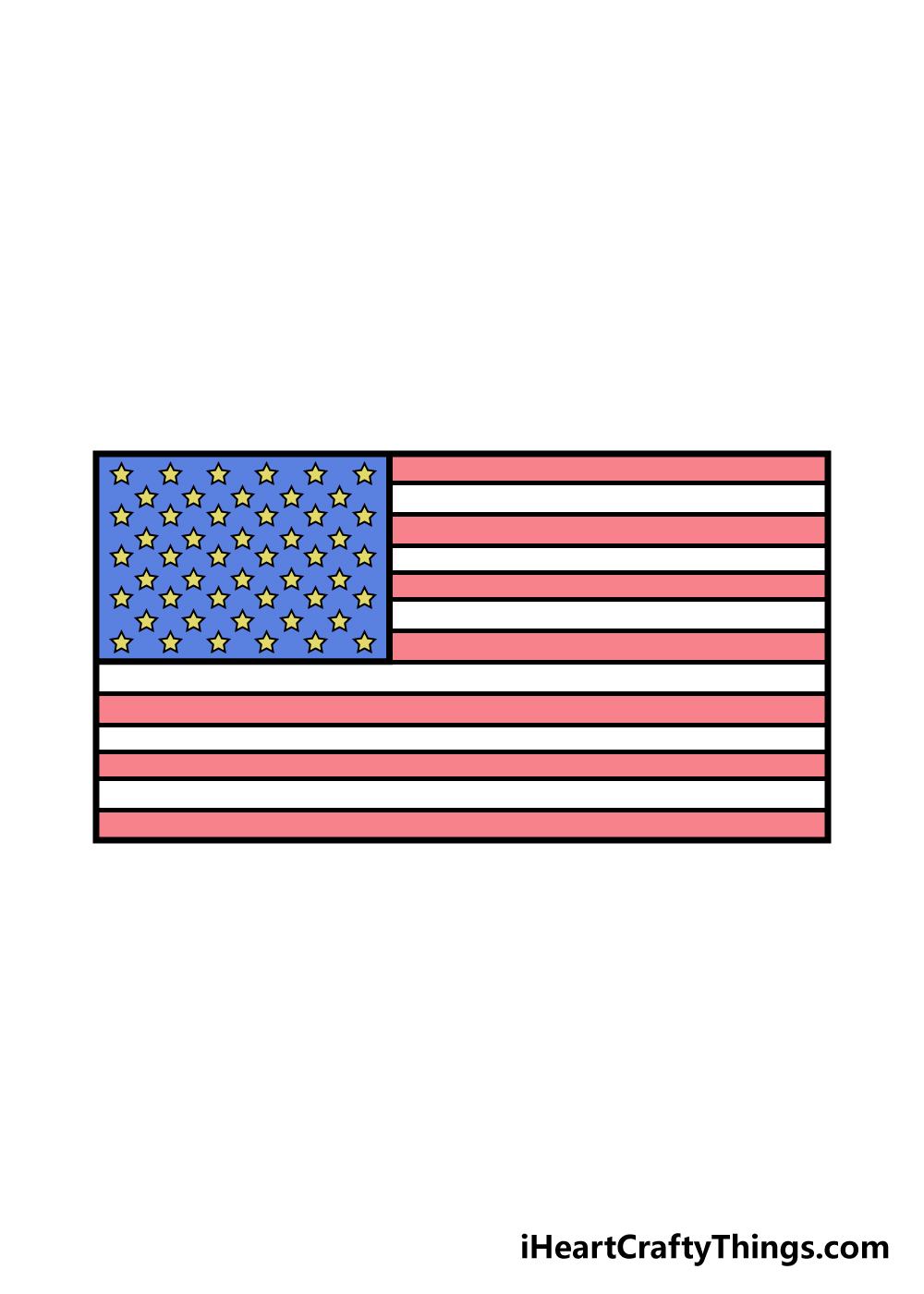 American Flag Drawing How To Draw The American Flag Step By Step