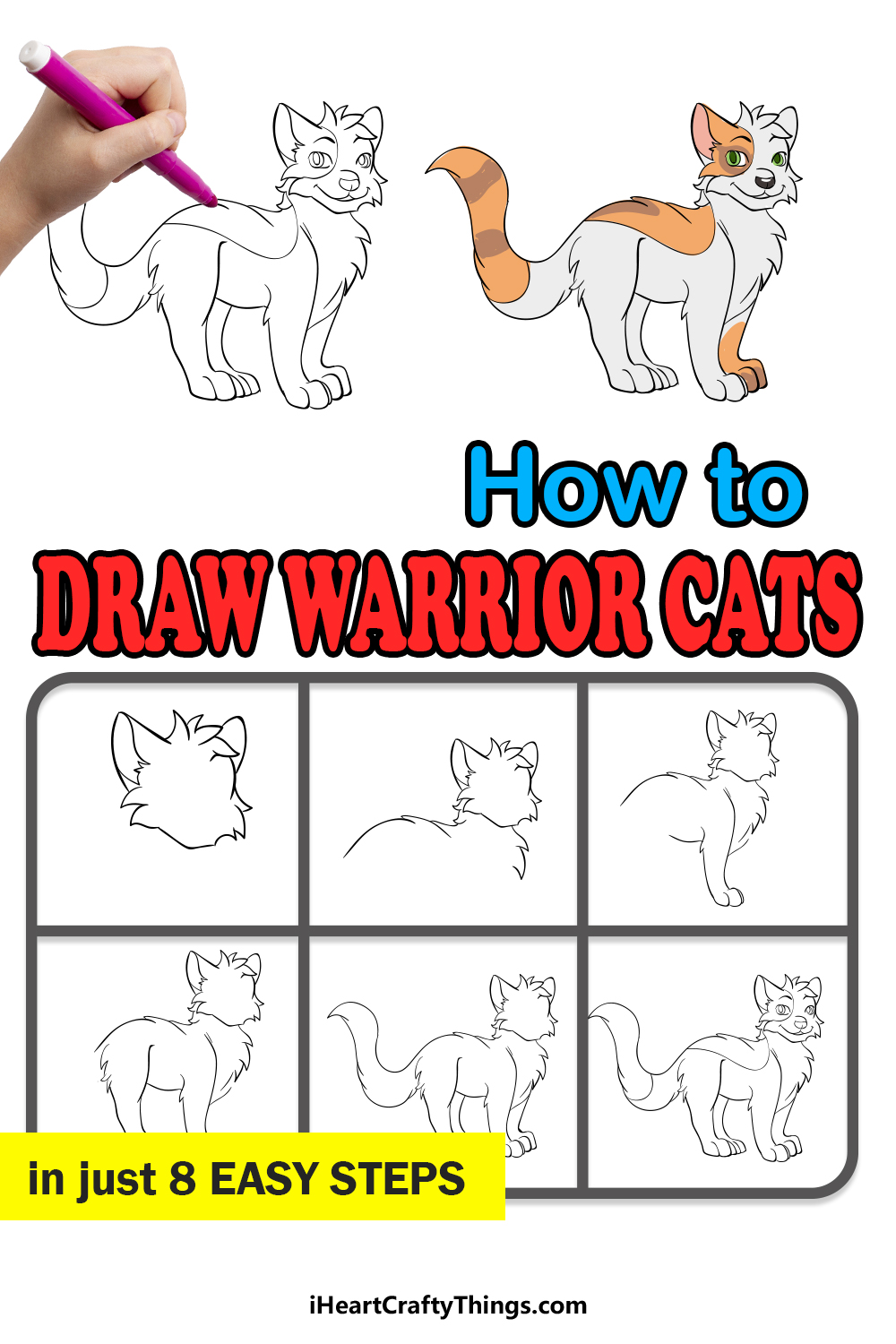 how to draw warrior cats in 8 easy steps