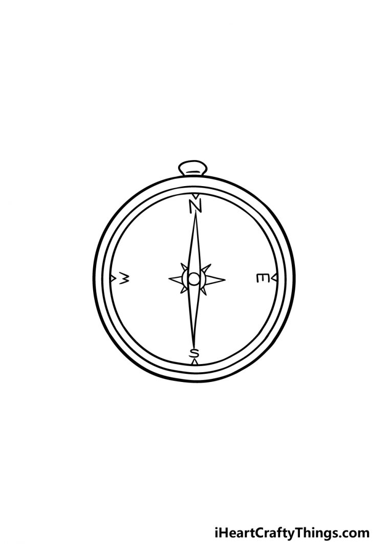 Compass Drawing How To Draw A Compass Step By Step