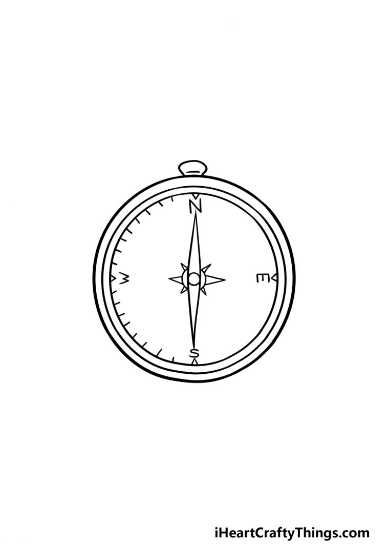 Compass Drawing - How To Draw A Compass Step By Step