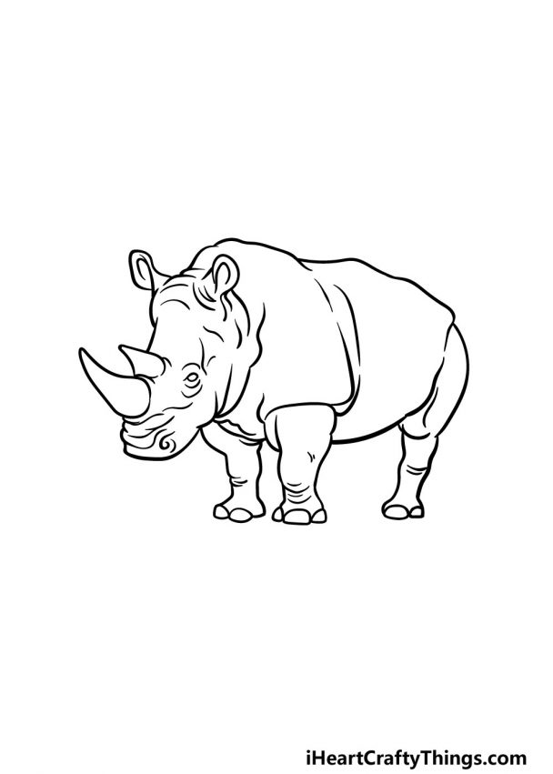 Rhino Drawing - How To Draw A Rhino Step By Step