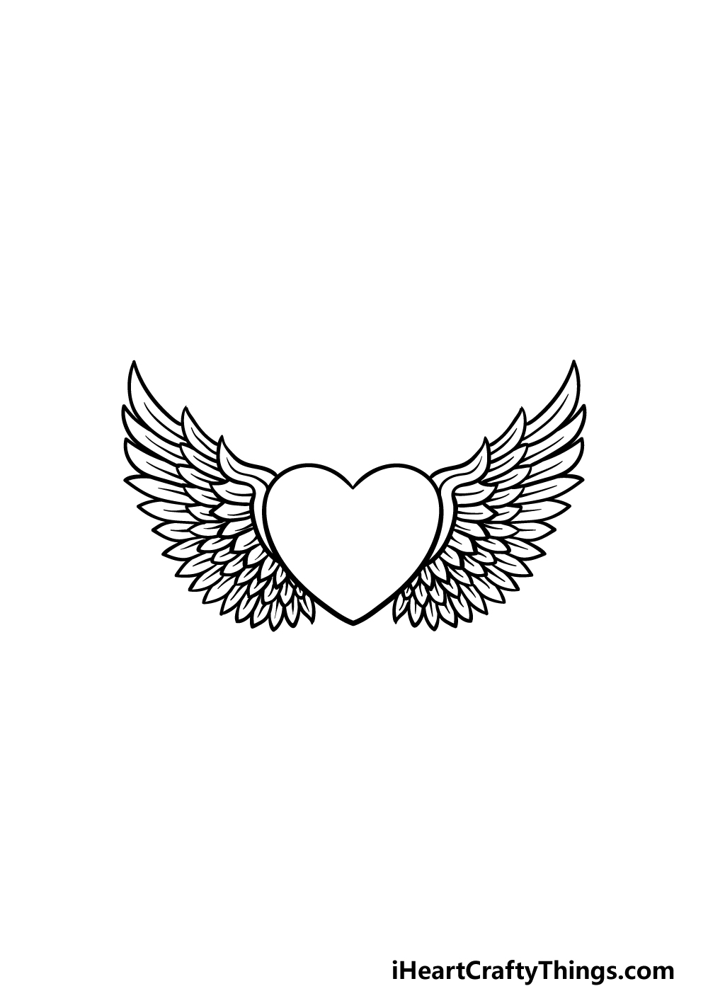 How To Draw A Simple Heart With Wings