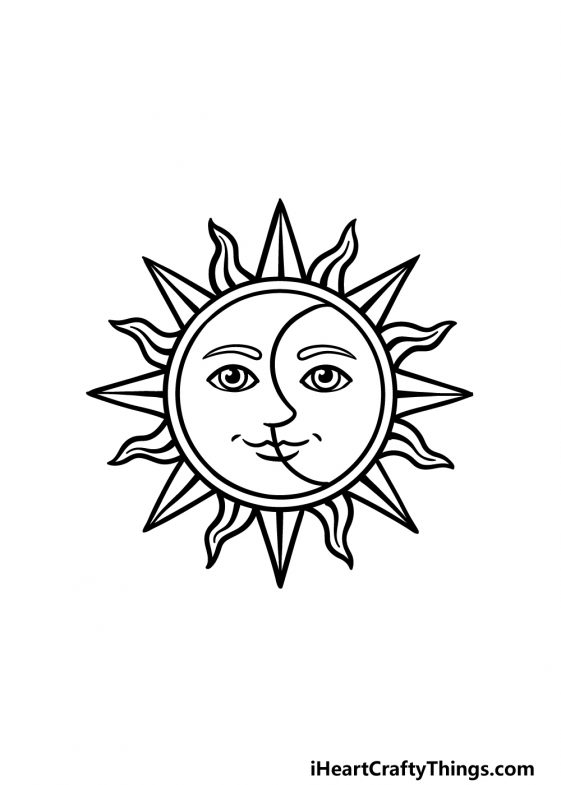 Sun And Moon Drawing - How To Draw A Sun And Moon Step By Step