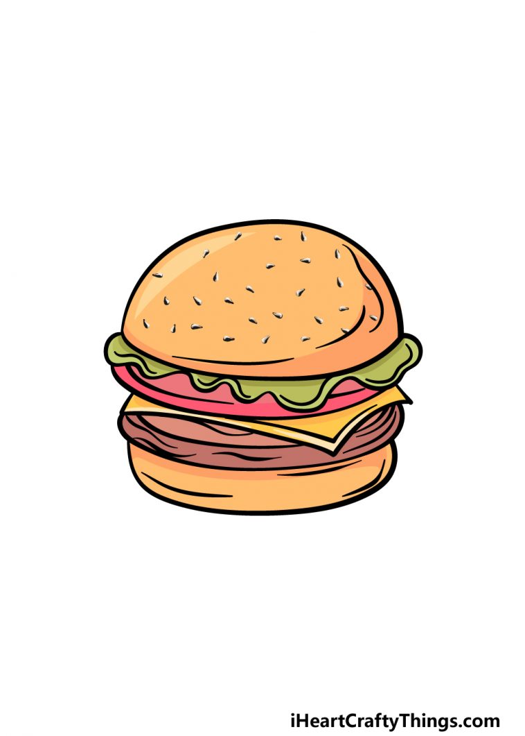 Burger Drawing How To Draw A Burger Step By Step