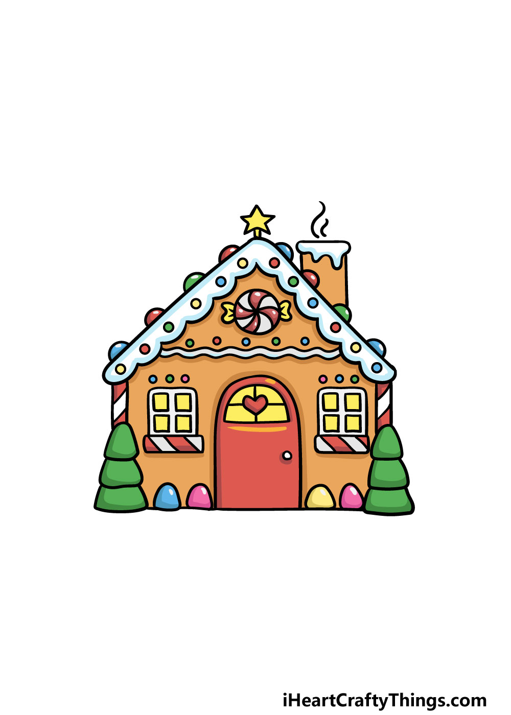 Gingerbread House Drawing - How To Draw A Gingerbread House Step ...