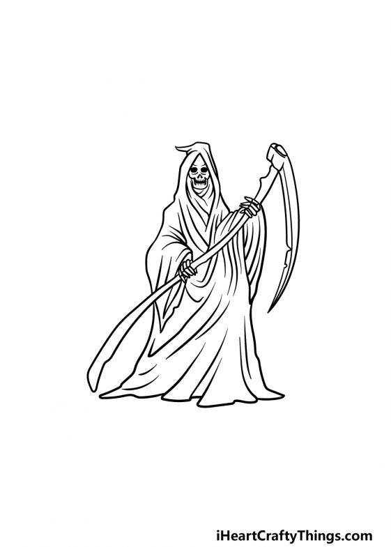 Grim Reaper Drawing - How To Draw Grim Reaper Step By Step