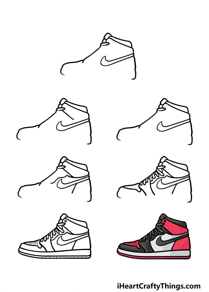 Jordan Shoe Drawing How To Draw Jordan Shoe Step By Step