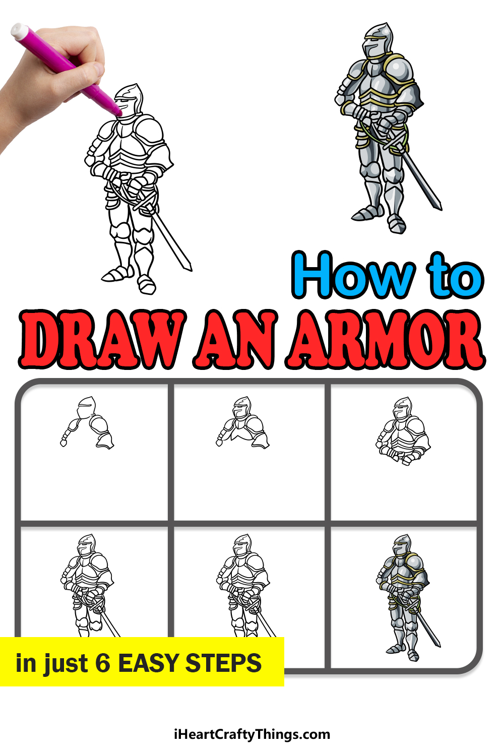 how to draw an armor in 6 easy steps
